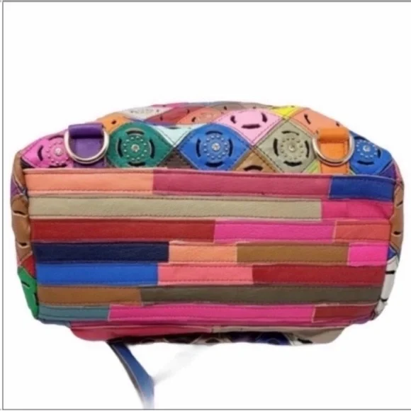 Leather Diamond quilt pattern boho bag NEW - Picture 3 of 9